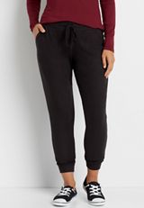 Plus Size Black Super Soft Tie Waist Jogger Pant, C106, small