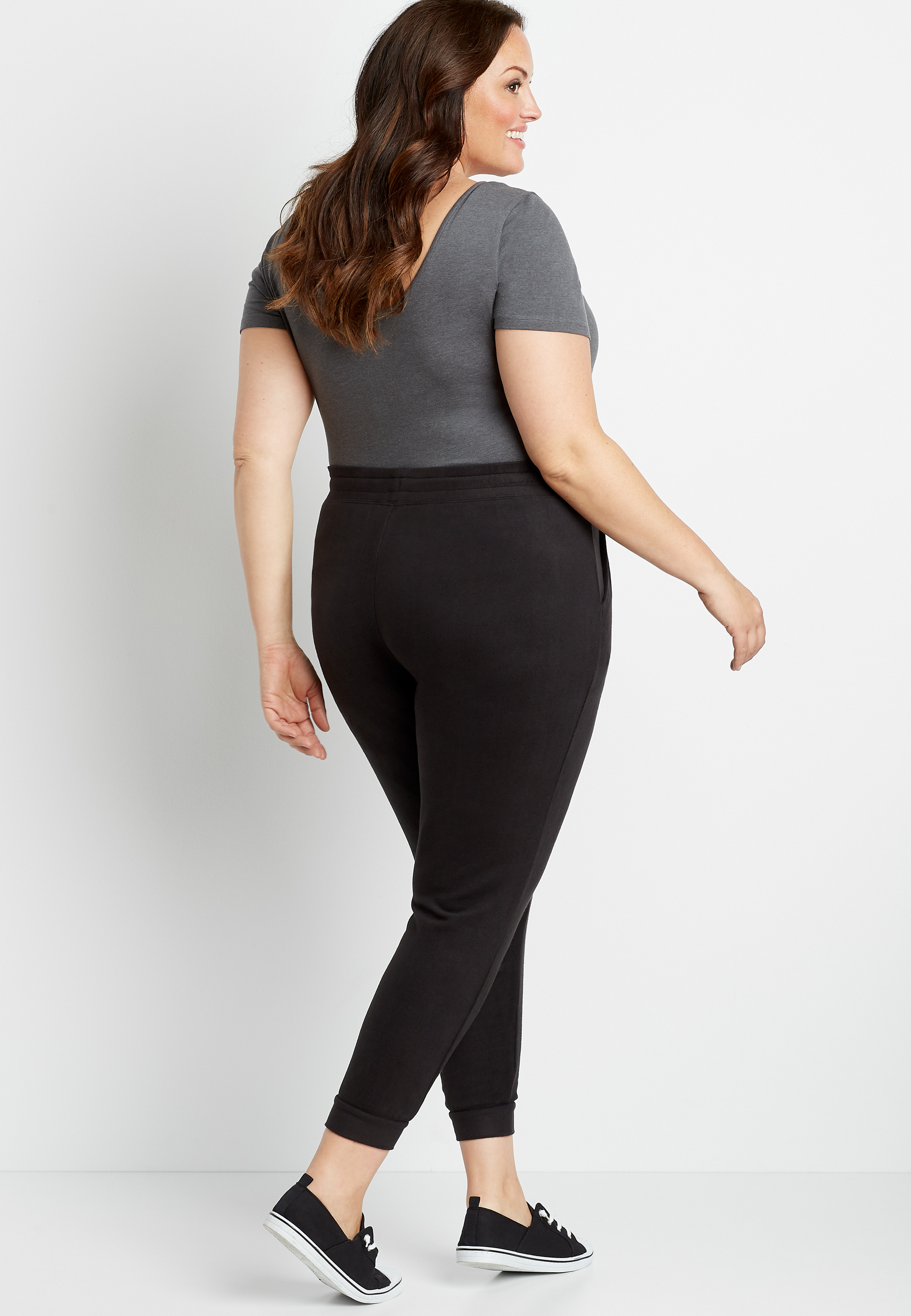 Plus Size Black Super Soft Tie Waist Jogger Pant, C106, large