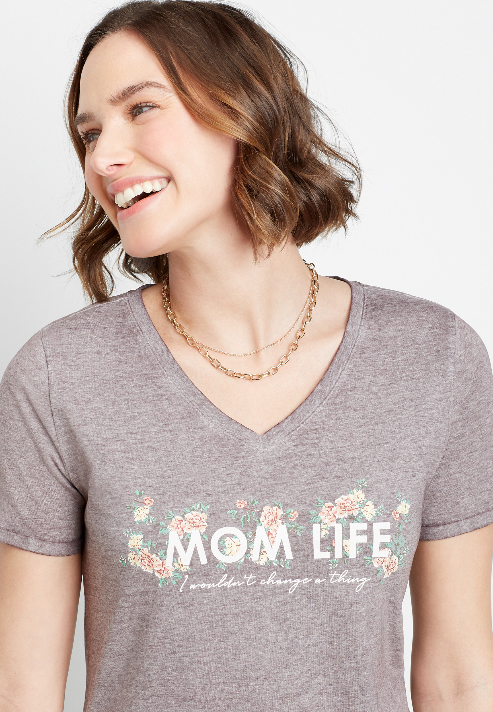 Floral Mom Life V Neck Graphic Tee | maurices