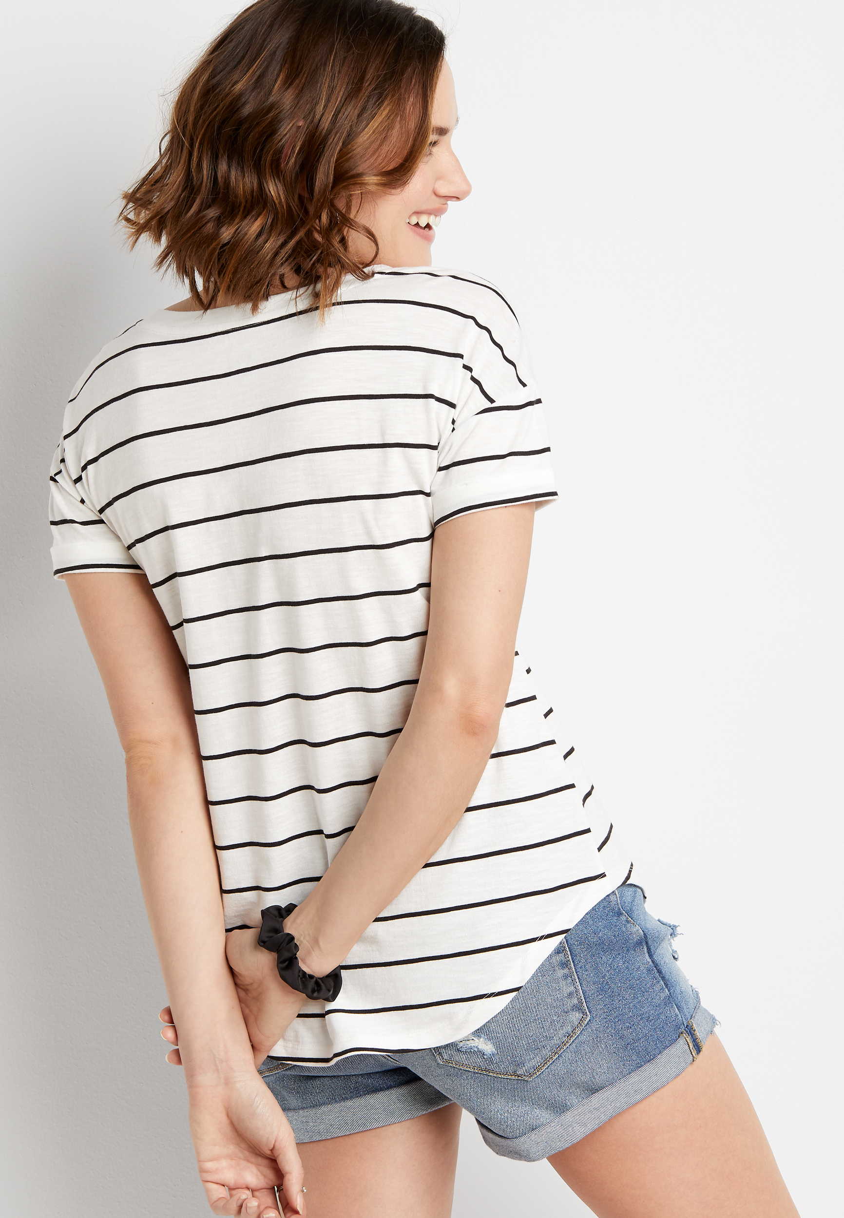 24/7 Black and White Striped Tee - alternate image