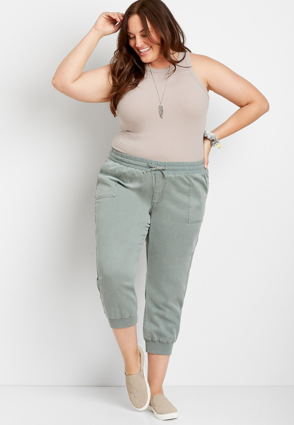 Plus Size Olive Cropped Weekender Jogger Pant | maurices