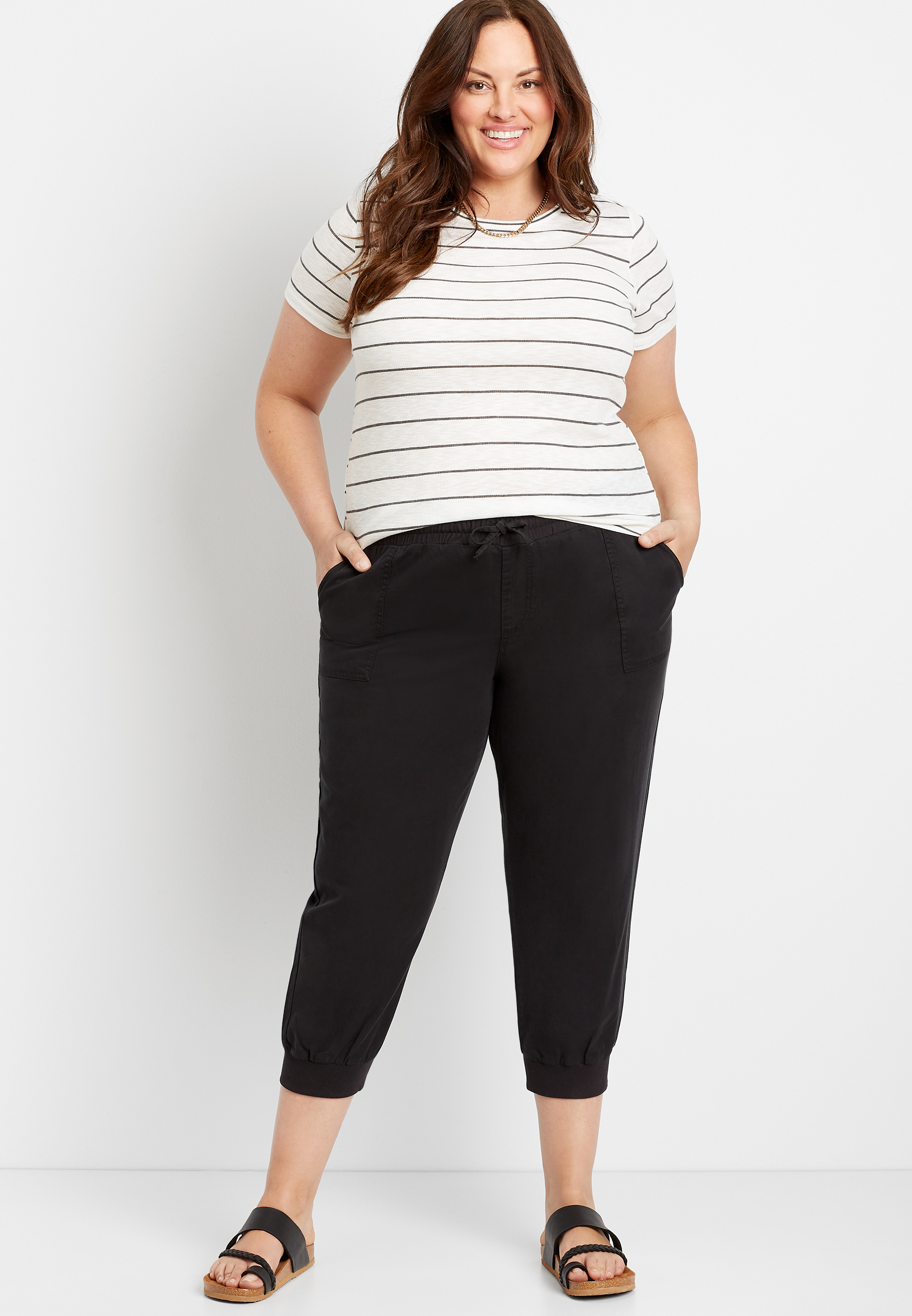 Plus Size Black Cropped Jogger Pant | maurices