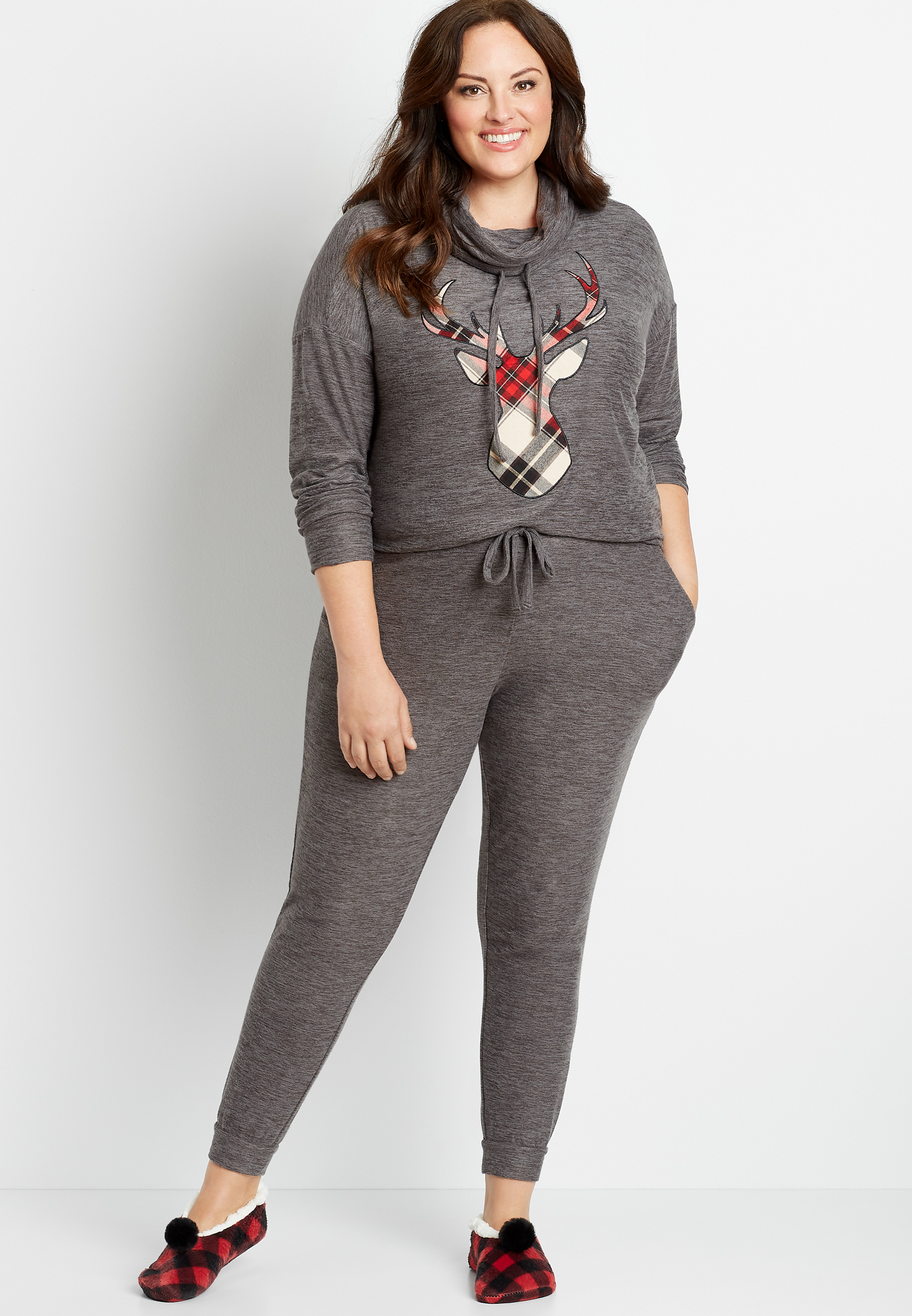 Plus Size Gray Super Soft Cozy Jogger Pant, C829, large