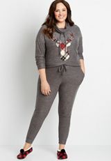 Plus Size Gray Super Soft Cozy Jogger Pant, C829, small