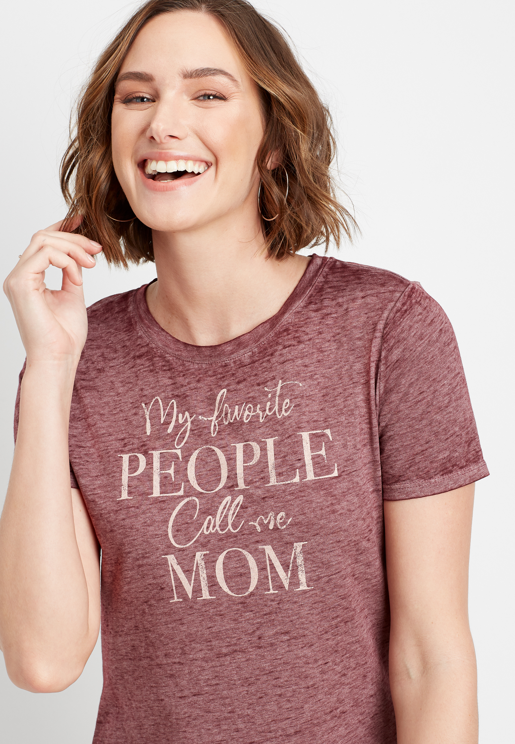 Burgundy My Favorite People Call Me Mom Graphic Tee | maurices