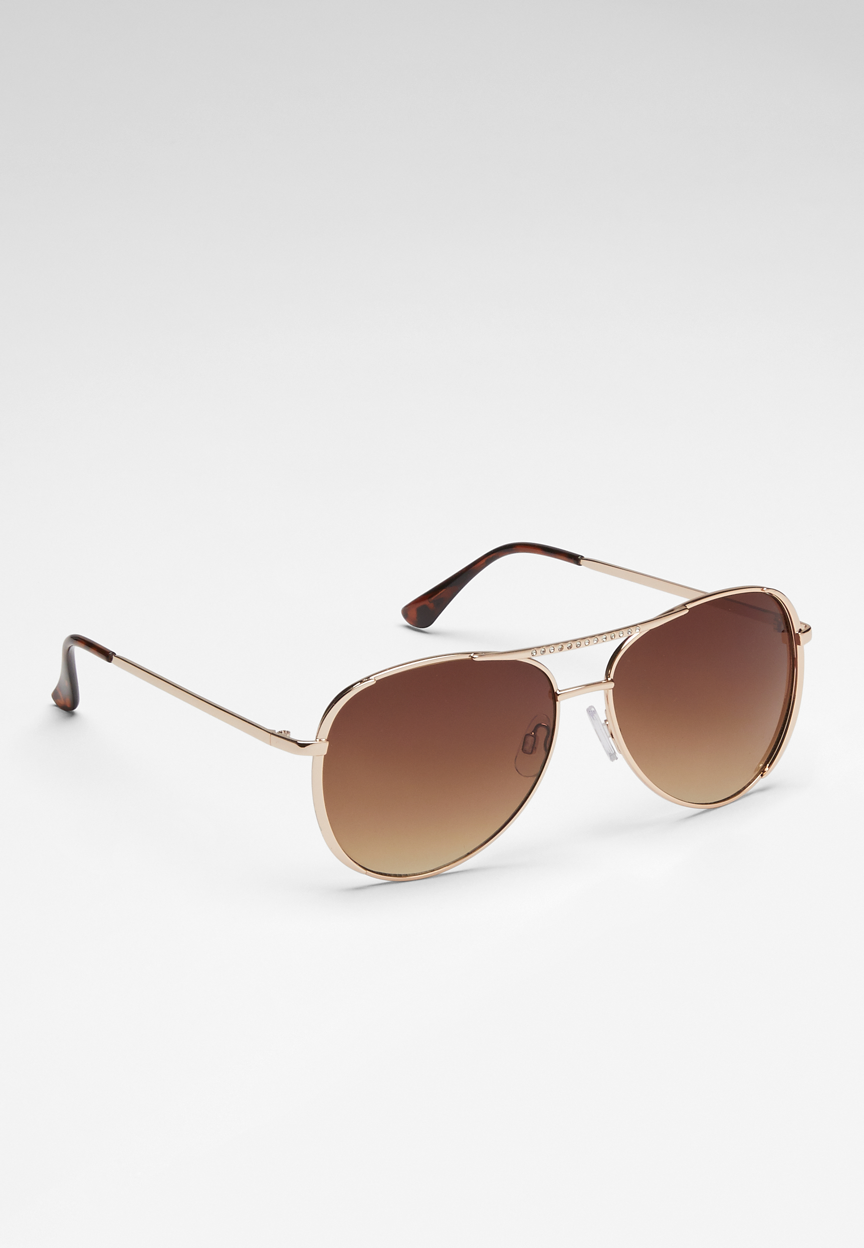 Gold Rhinestone Aviator Sunglasses | maurices