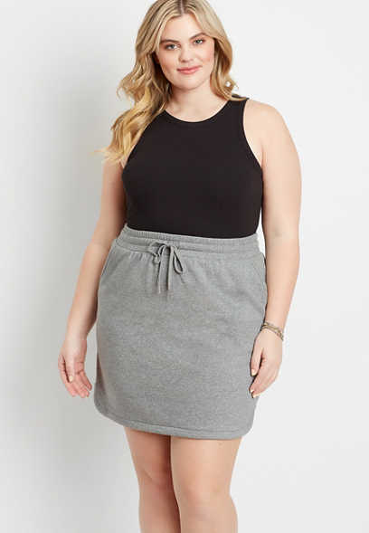 Plus Size Heather Gray French Terry Skirt