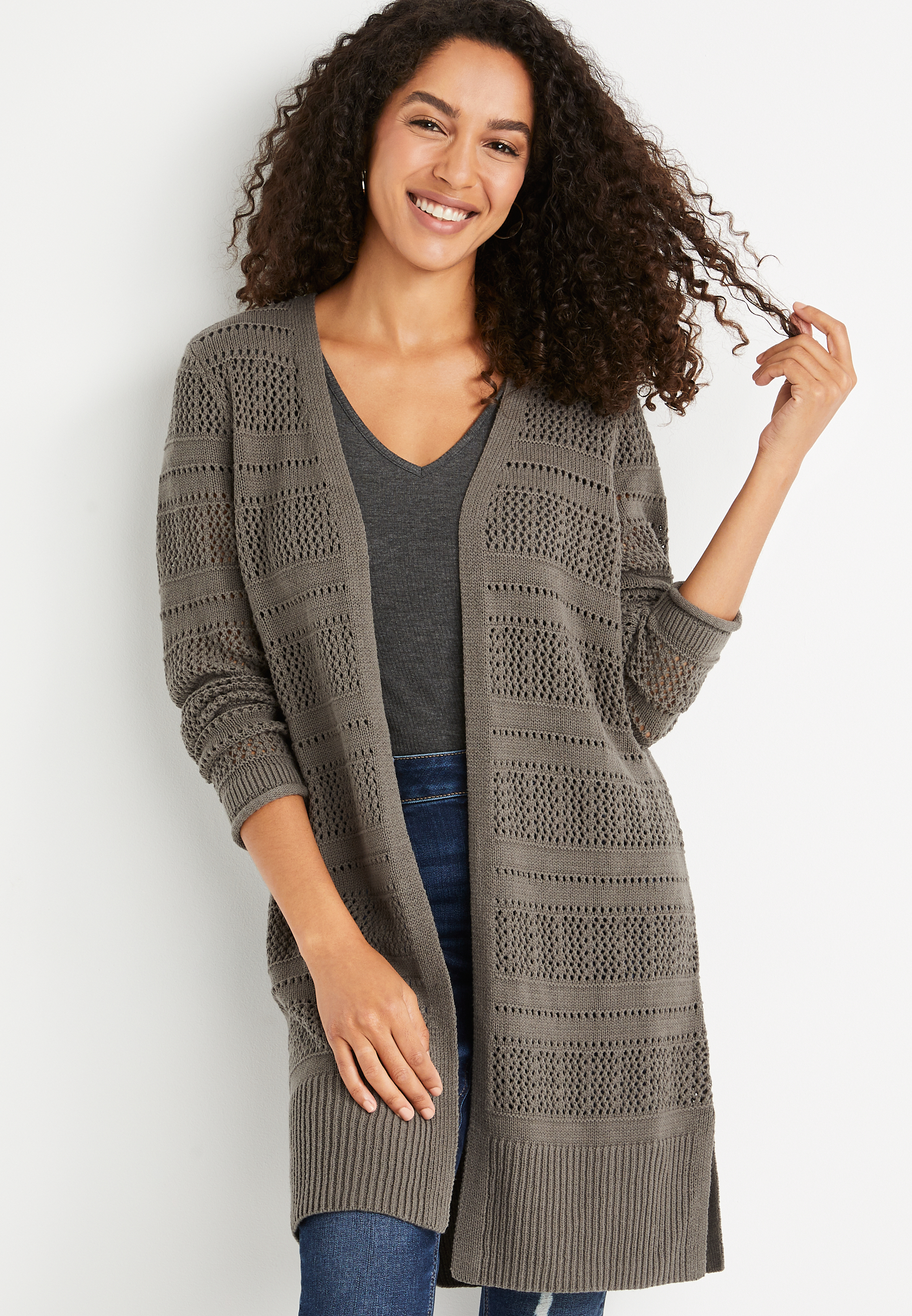Open Stitch Duster Cardigan | maurices