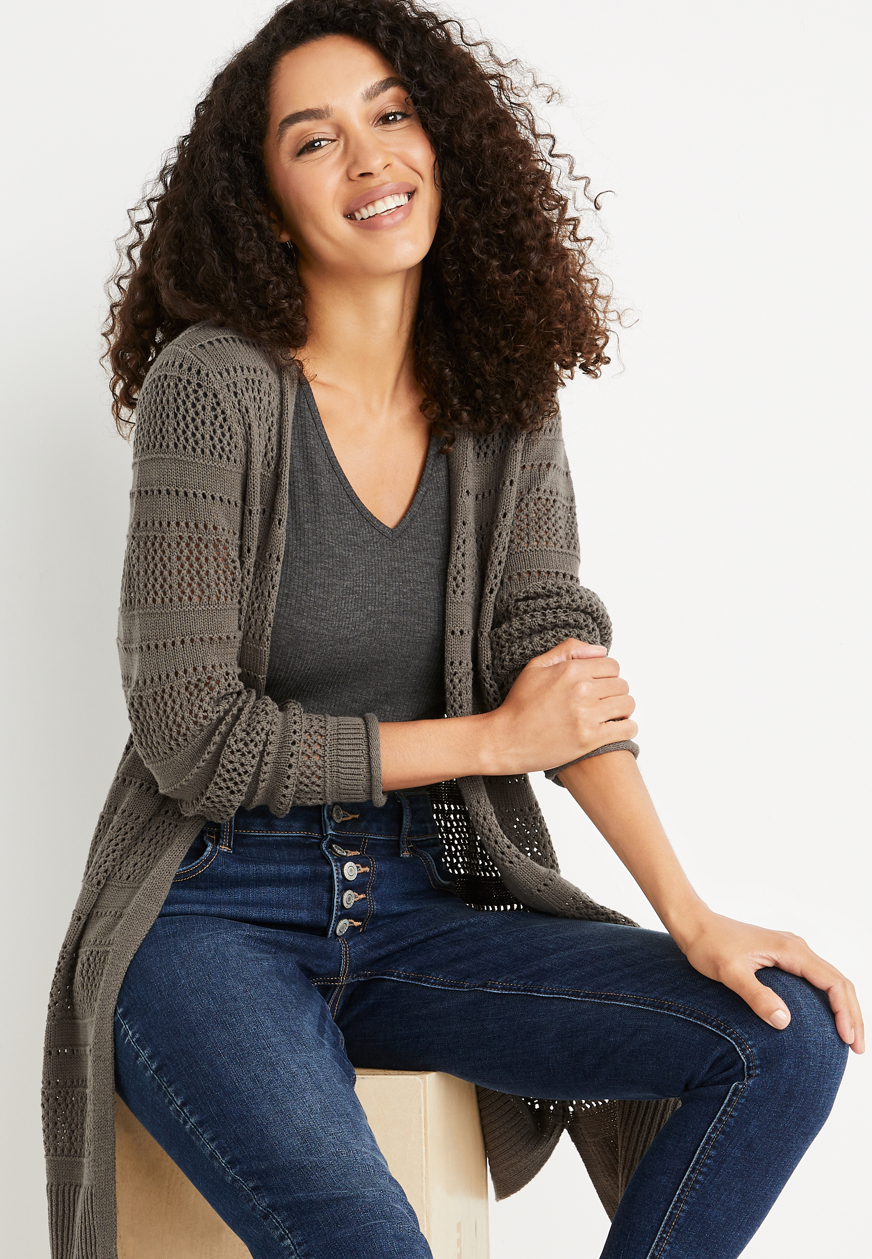Open Stitch Duster Cardigan, C6170, large