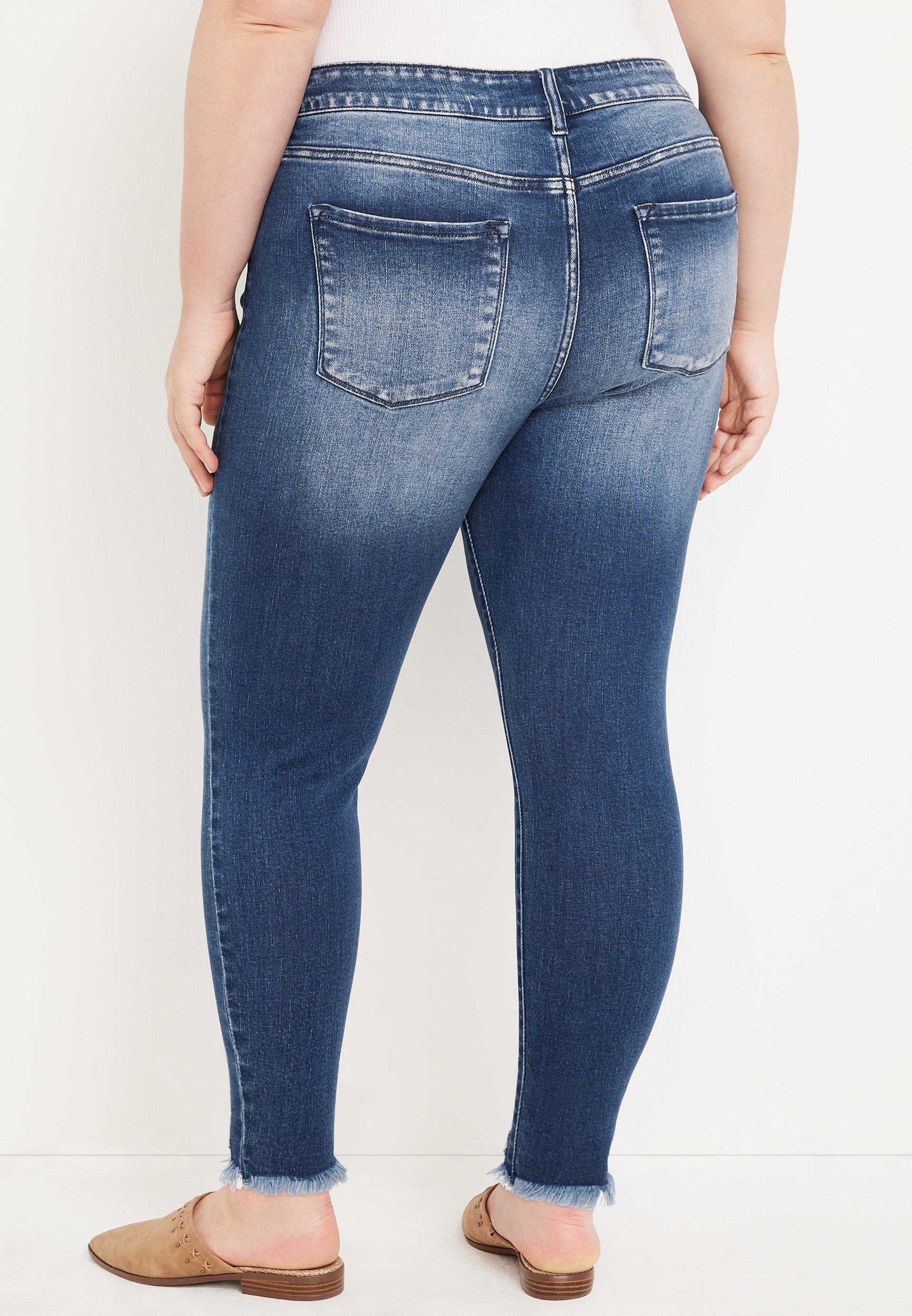 Plus Size KanCan&trade; Skinny High Rise Dark Ripped Hem Jean, C258, large