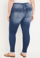Plus Size KanCan&trade; Skinny High Rise Dark Ripped Hem Jean, C258, small