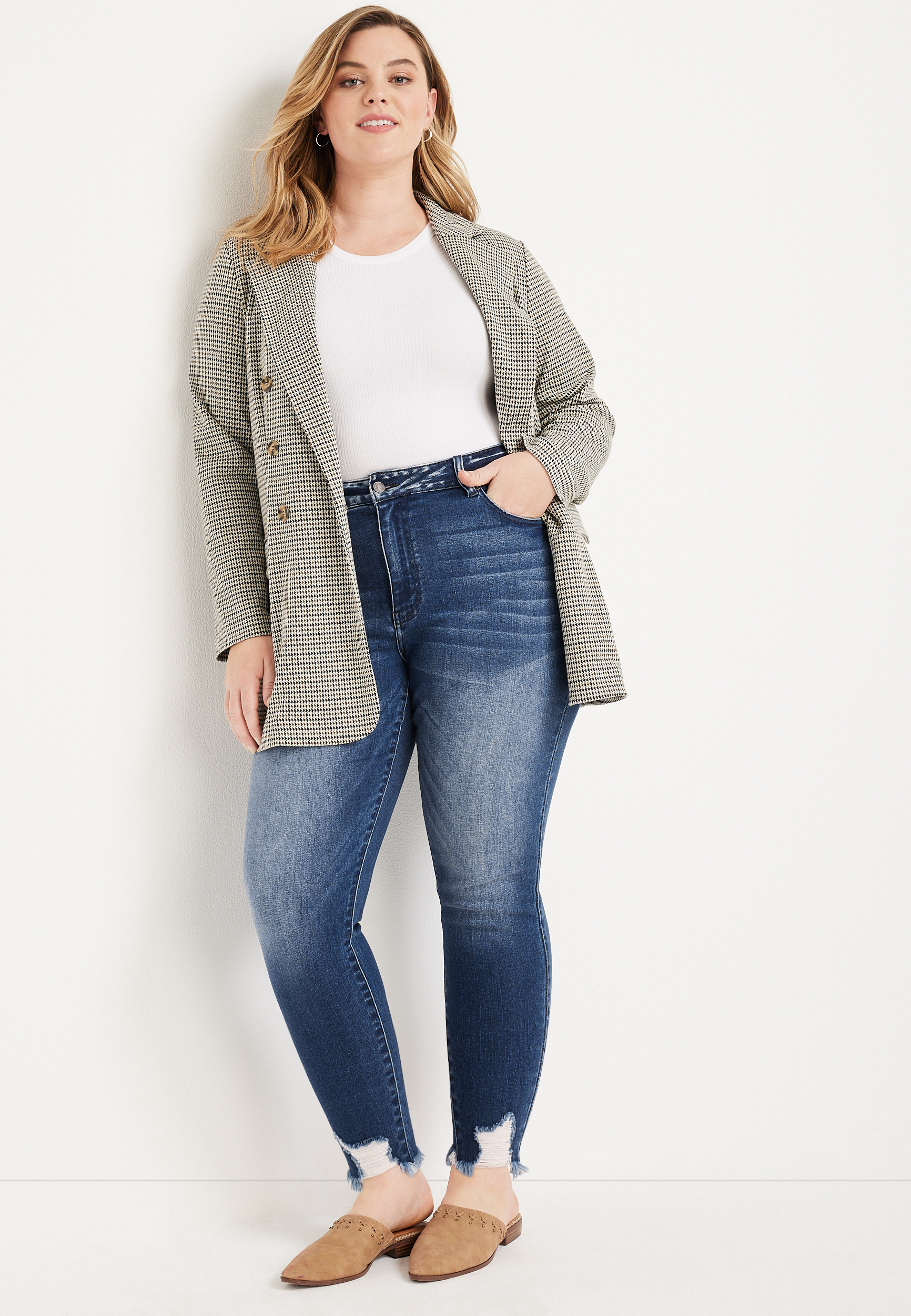 Plus Size KanCan&trade; Skinny High Rise Dark Ripped Hem Jean, C258, large
