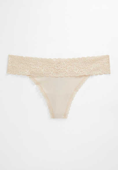 Comfy Stretch Beige Cotton Thong Panty