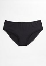 Plus Size Black Lace Cotton Bikini Panty, C106, small