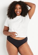 Plus Size Black Lace Cotton Bikini Panty, C106, small