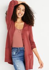 Solid Boyfriend Button Front Cardigan, C5584, small