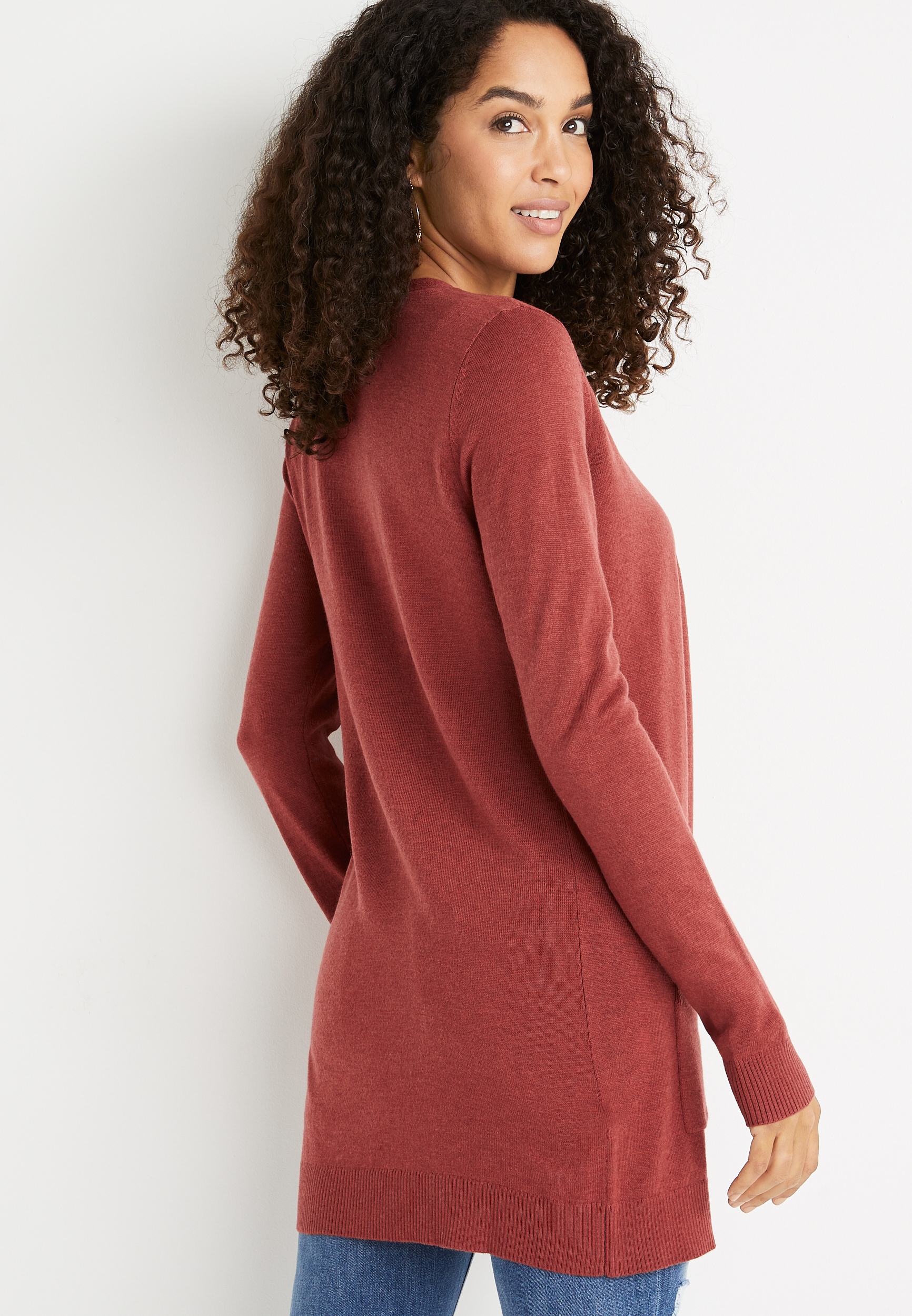 Solid Boyfriend Button Front Cardigan, C5584, large
