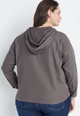 Plus Size Gray Hooded Shacket, , small