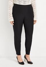 Plus Size Black Soft Pull On Stretchy Bengaline Pant, , small