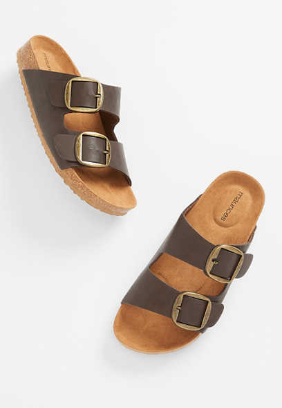 Laney Brown Double Strapped Sandal