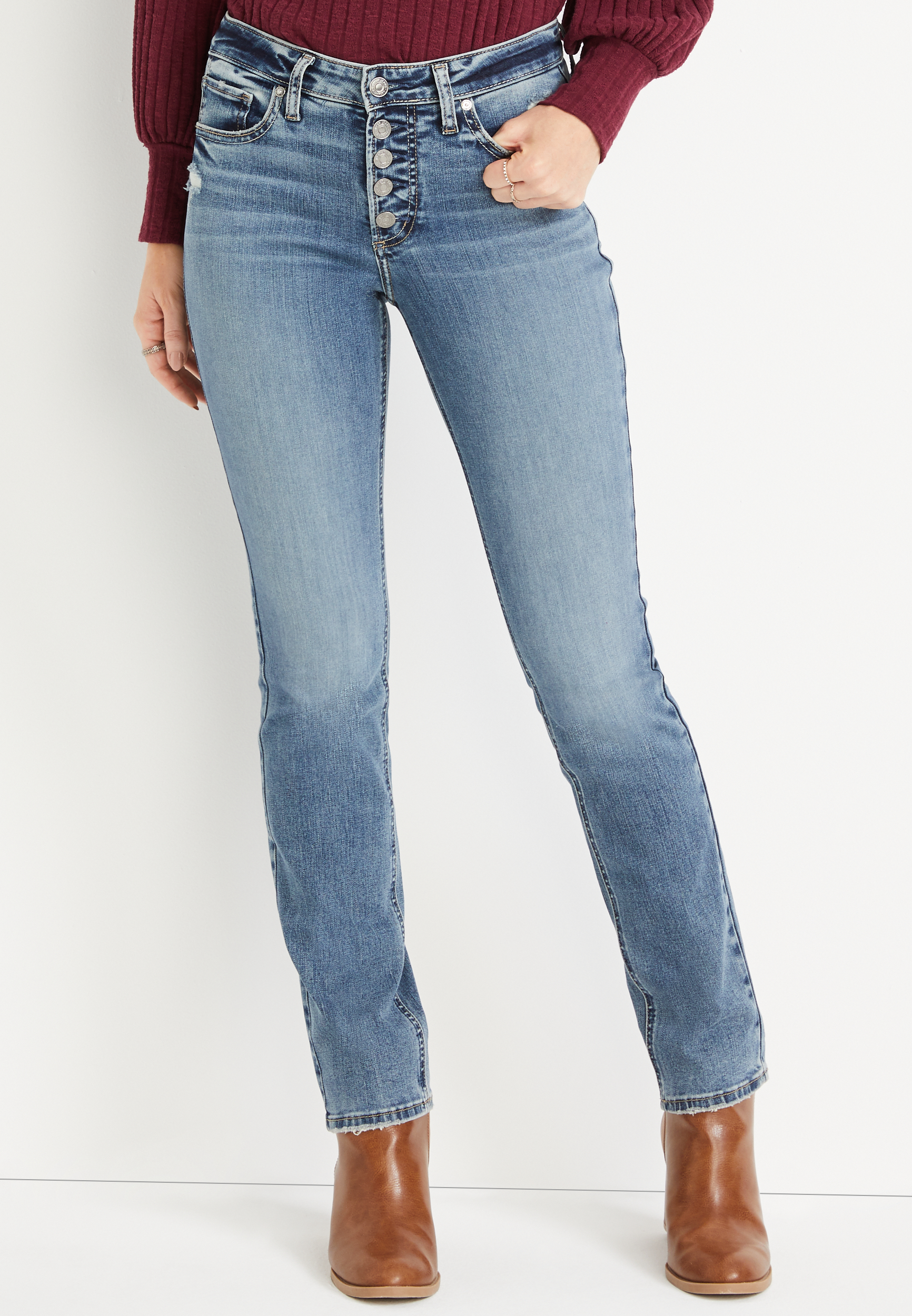 maurices silver boyfriend jeans