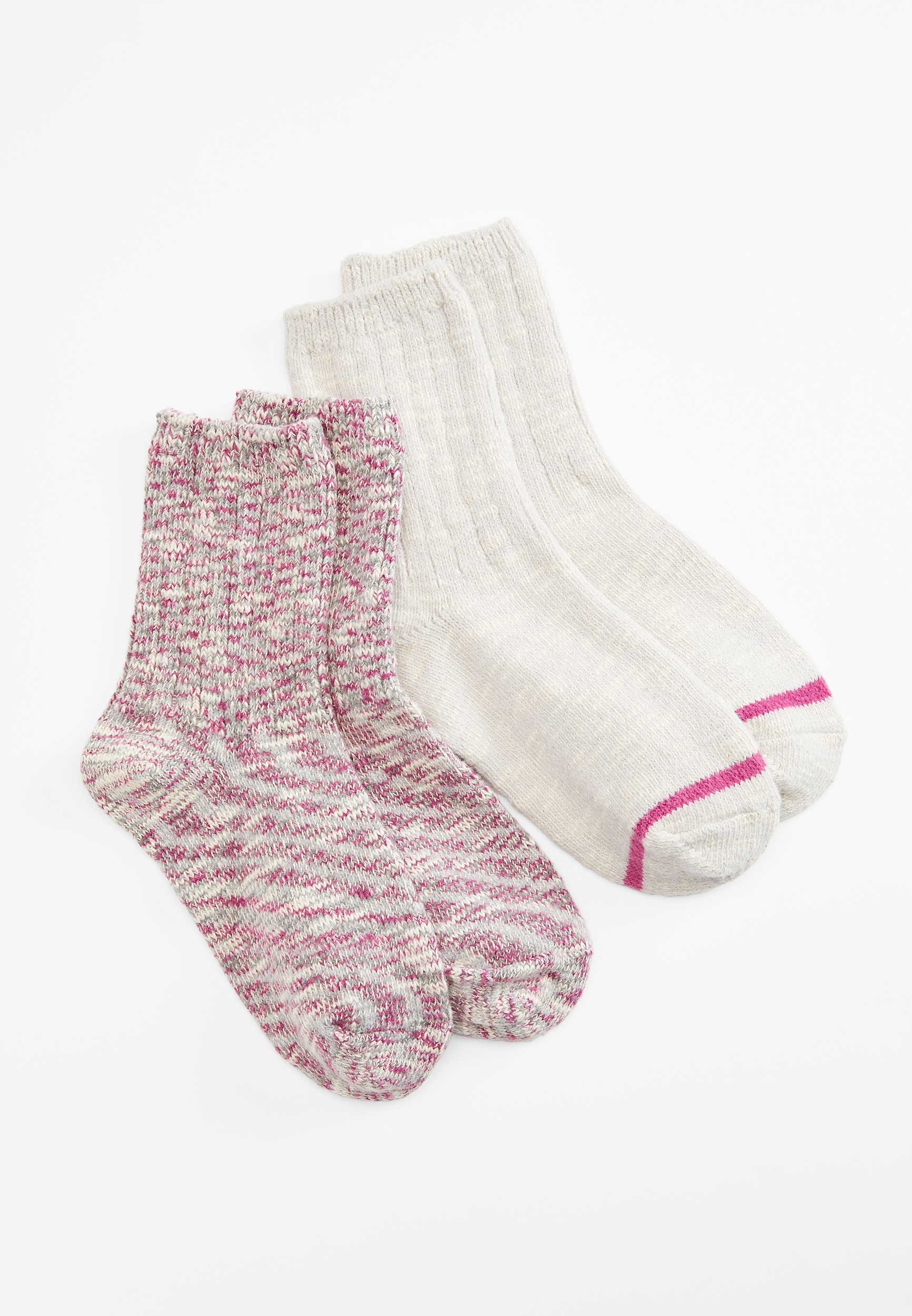 2 Pack Marled Short Crew Socks | maurices