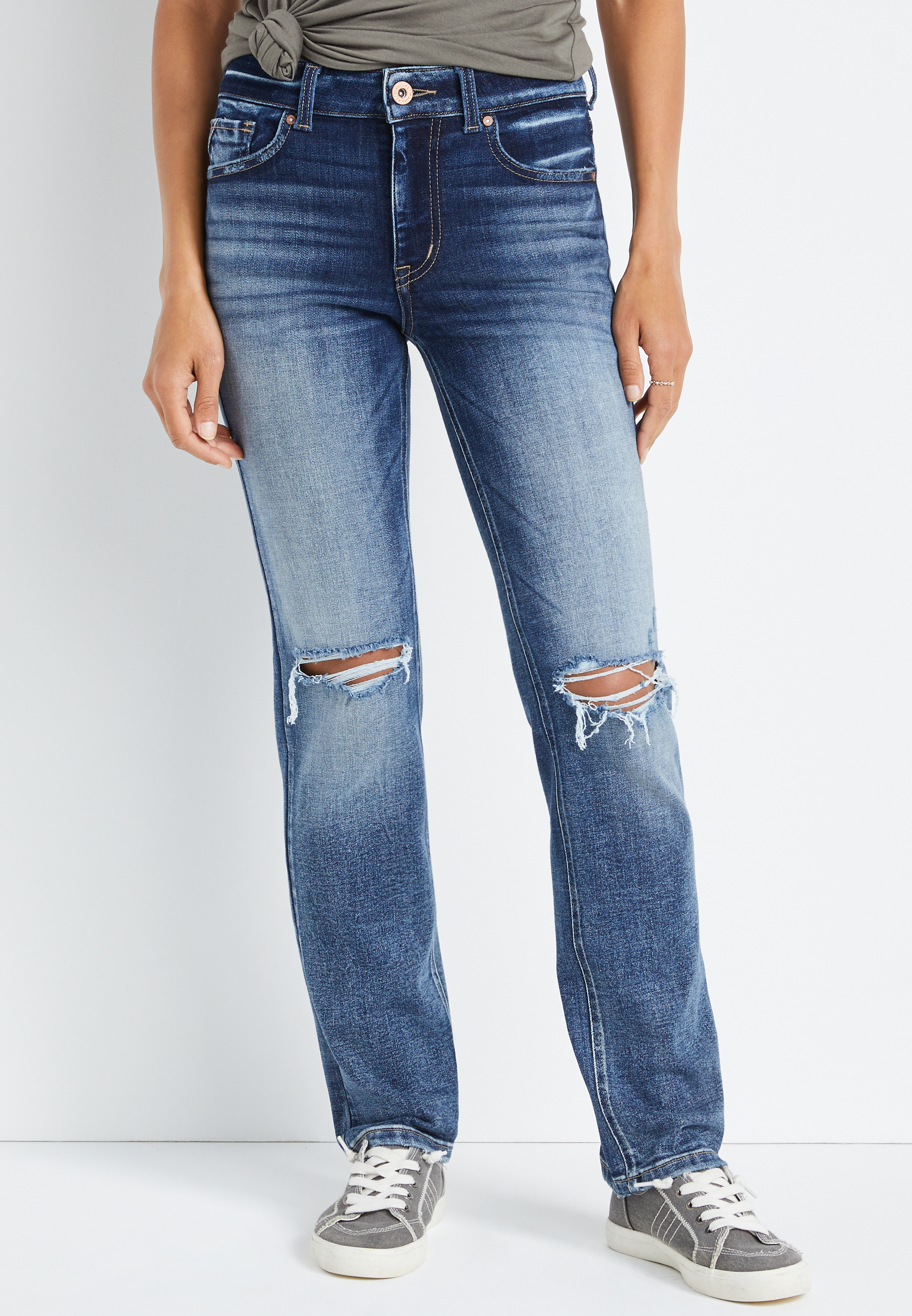 pad medarbejder ihærdige edgely™ Straight High Rise Ripped Jean | maurices