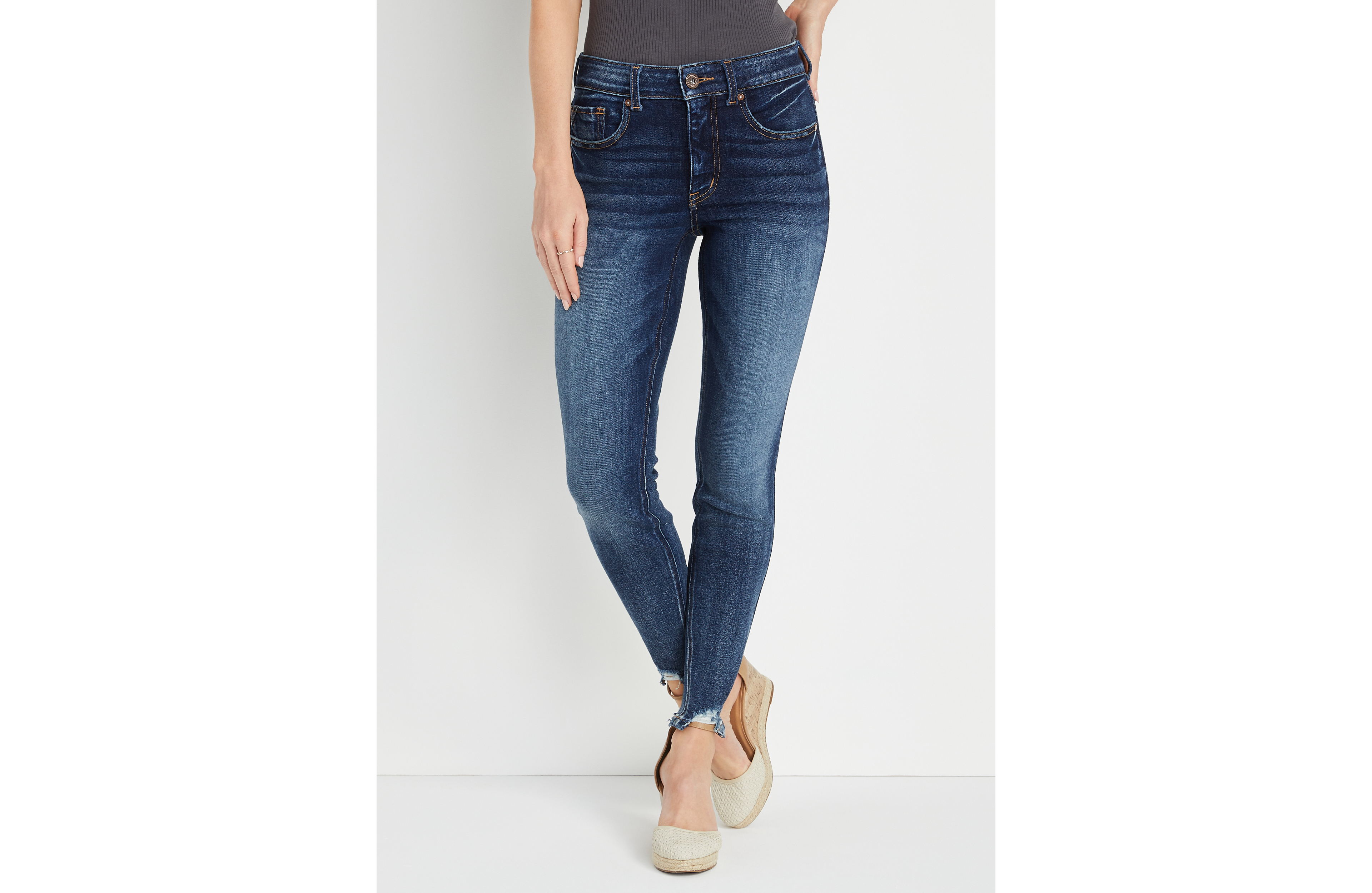 edgely™ Super Skinny High Rise Frayed Hem Jean