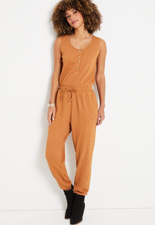 Gold Drawcord Waist Pocket Jumpsuit | maurices