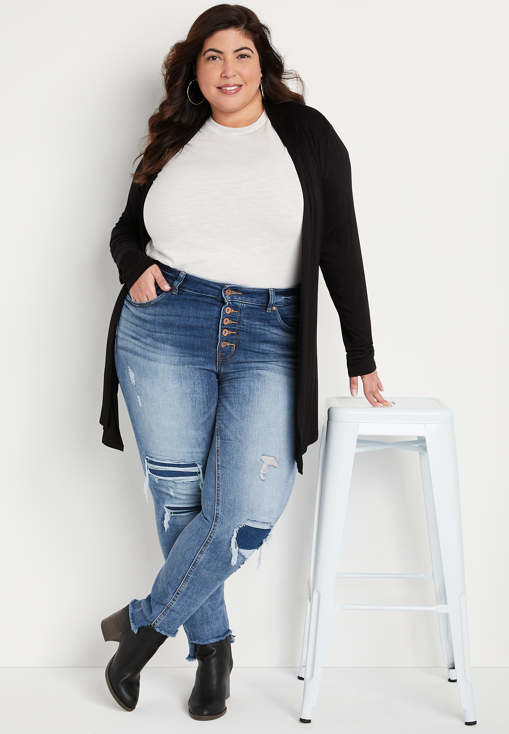 Plus Size edgely™ Super Skinny High Rise Frayed Jean | maurices