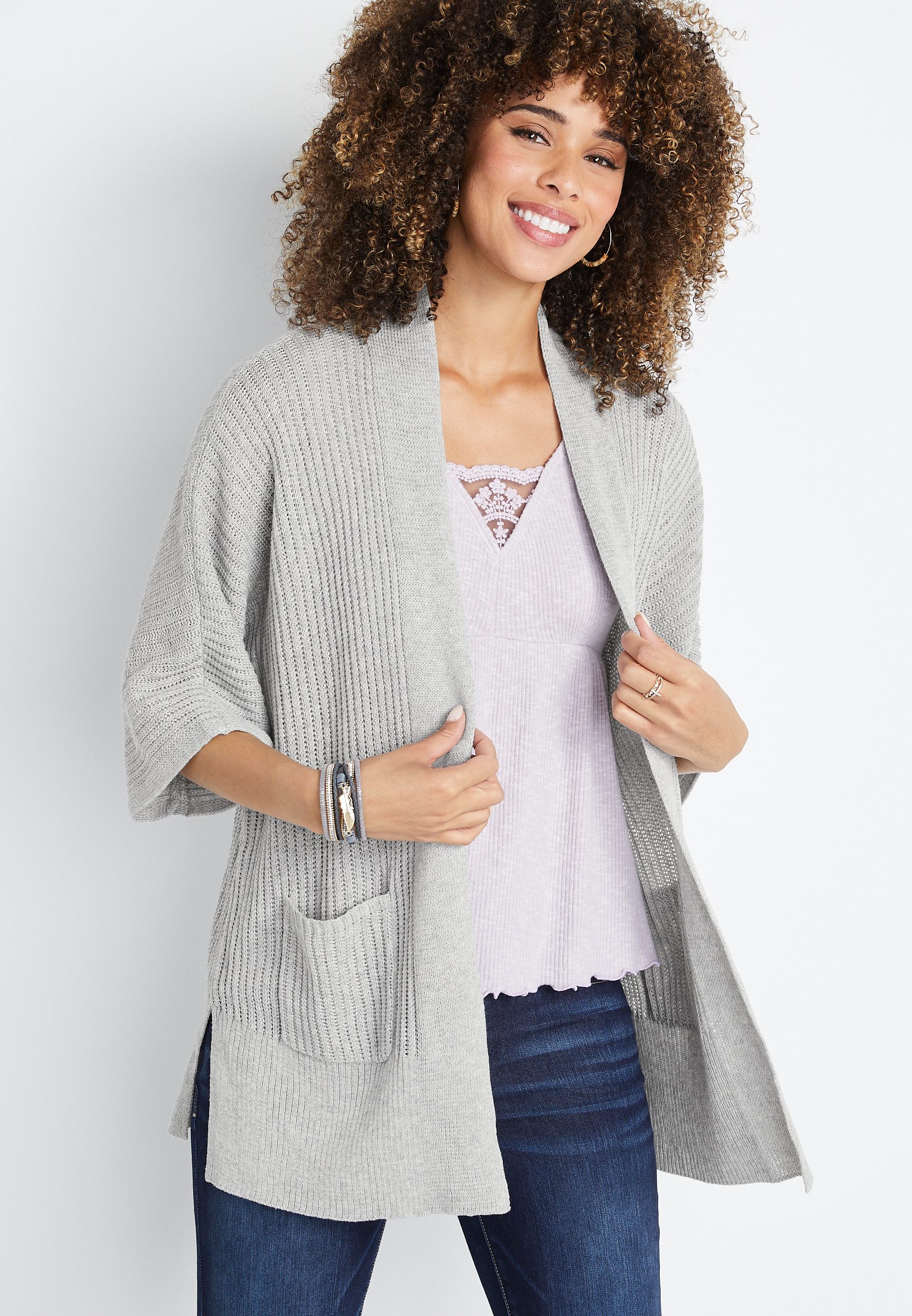 Gray Oversized Cardigan maurices