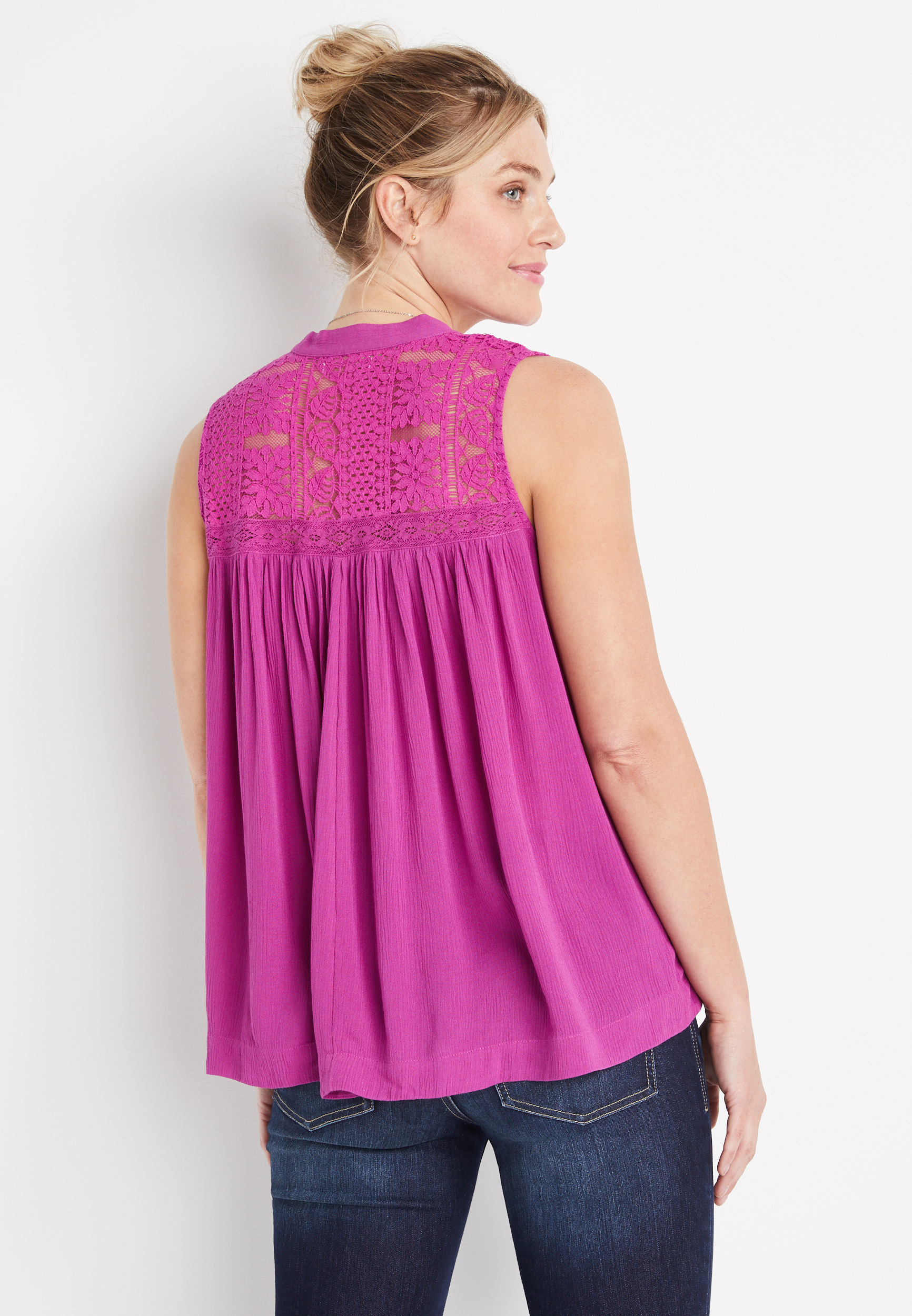 pink lace sleeveless top