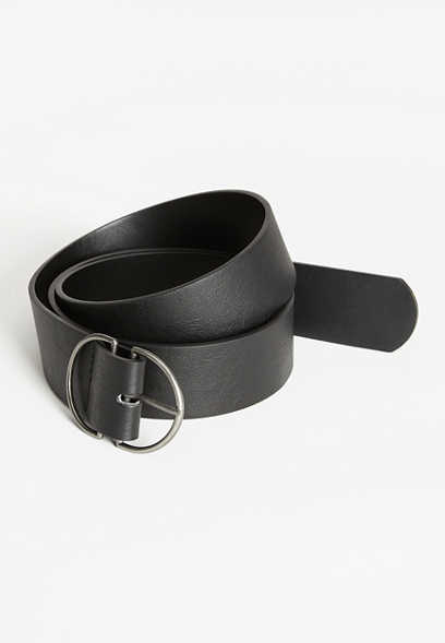 Black Double Buckle Ring Belt