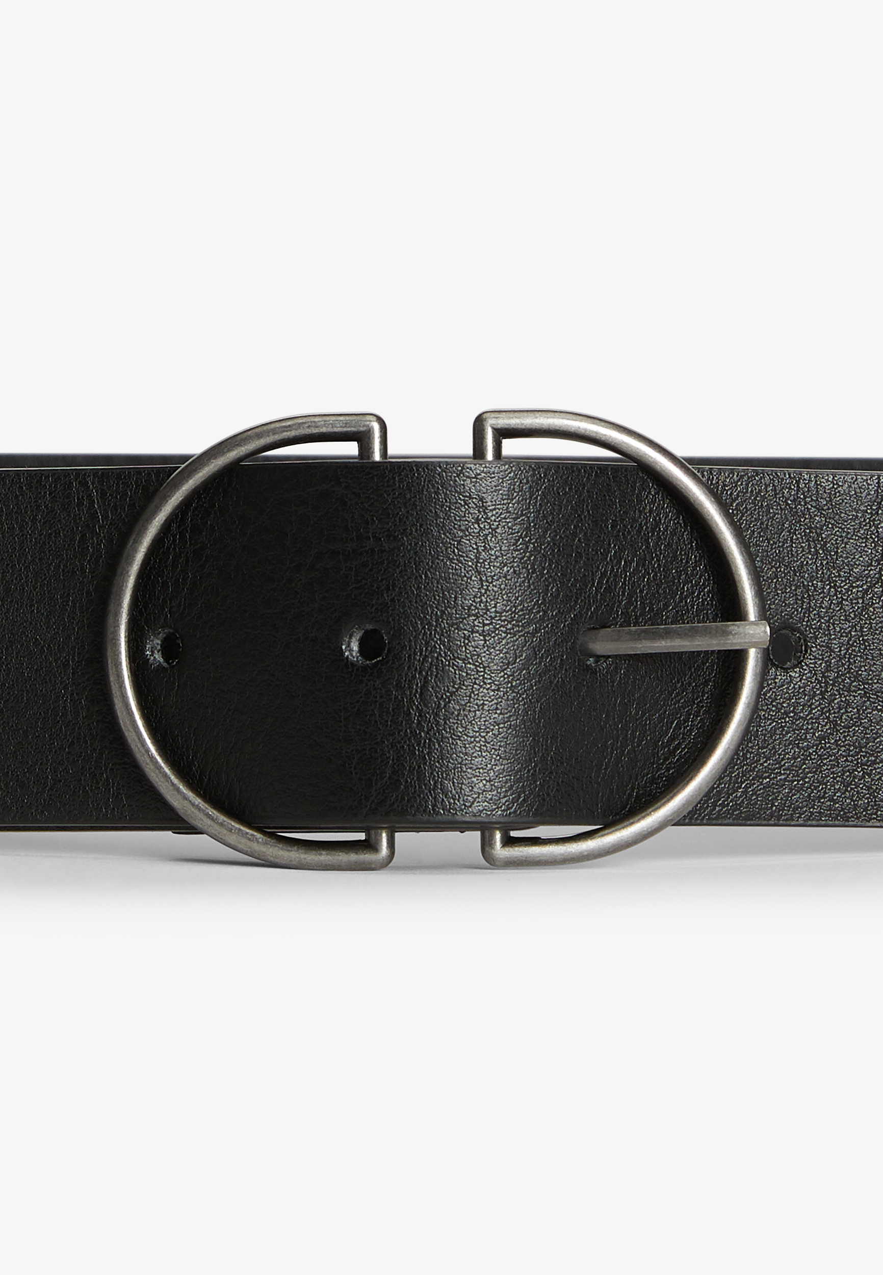 Black Double Buckle Ring Belt, , large