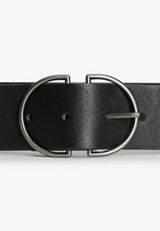 Black Double Buckle Ring Belt, , small