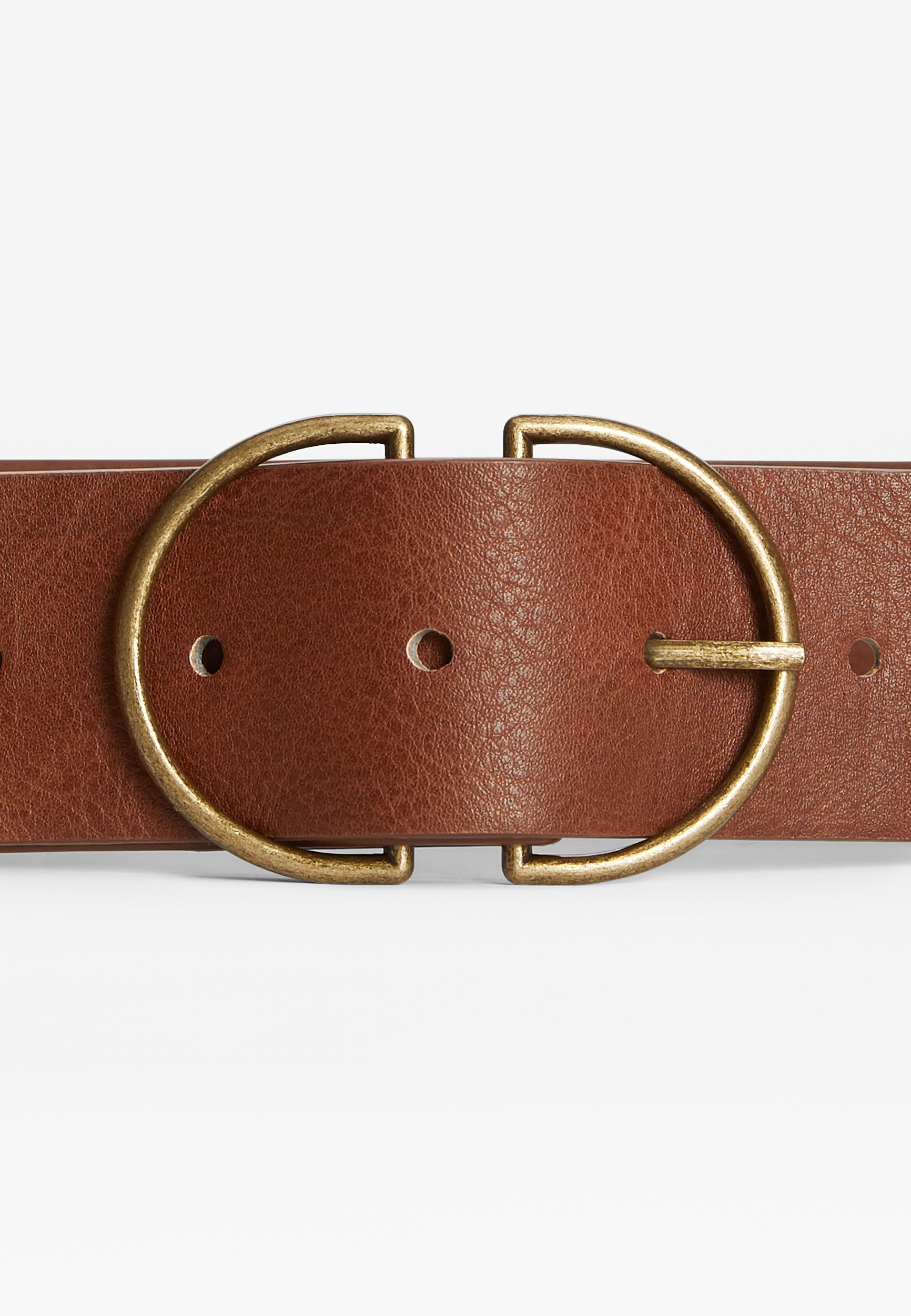 Brown Double Buckle Ring Belt, , large