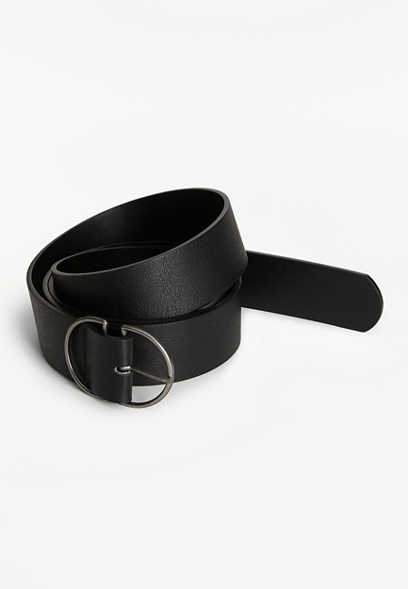 Plus Size Black Double Buckle Ring Belt