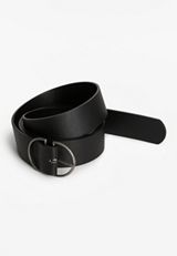 Plus Size Black Double Buckle Ring Belt, C106, small
