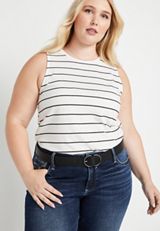 Plus Size Black Double Buckle Ring Belt, C106, small