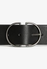 Plus Size Black Double Buckle Ring Belt, C106, small