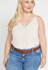 Plus Size Brown Double Buckle Ring Belt, COGNAC, small