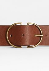 Plus Size Brown Double Buckle Ring Belt, COGNAC, small