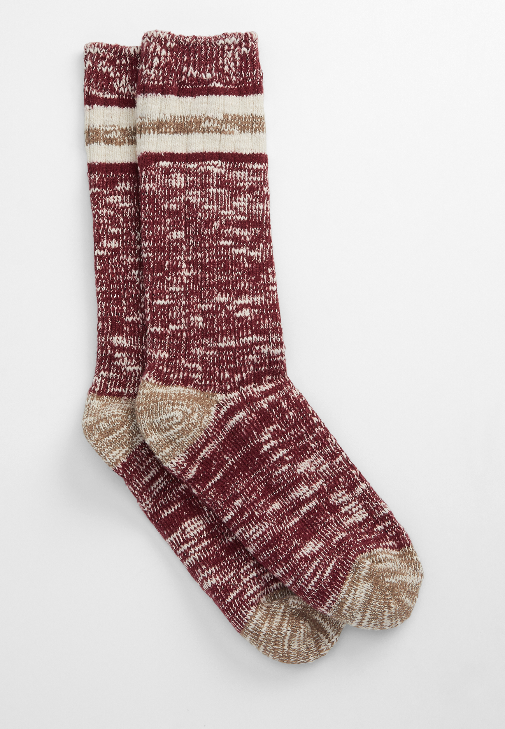 Maroon and White Crew Socks | maurices