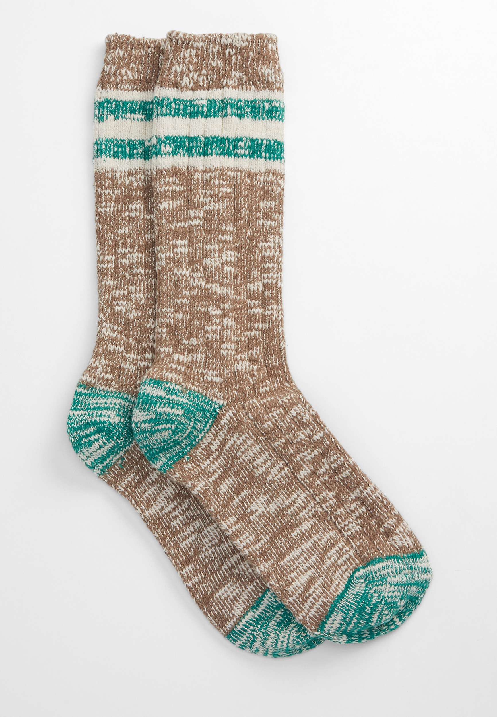 Green and Tan Crew Socks | maurices