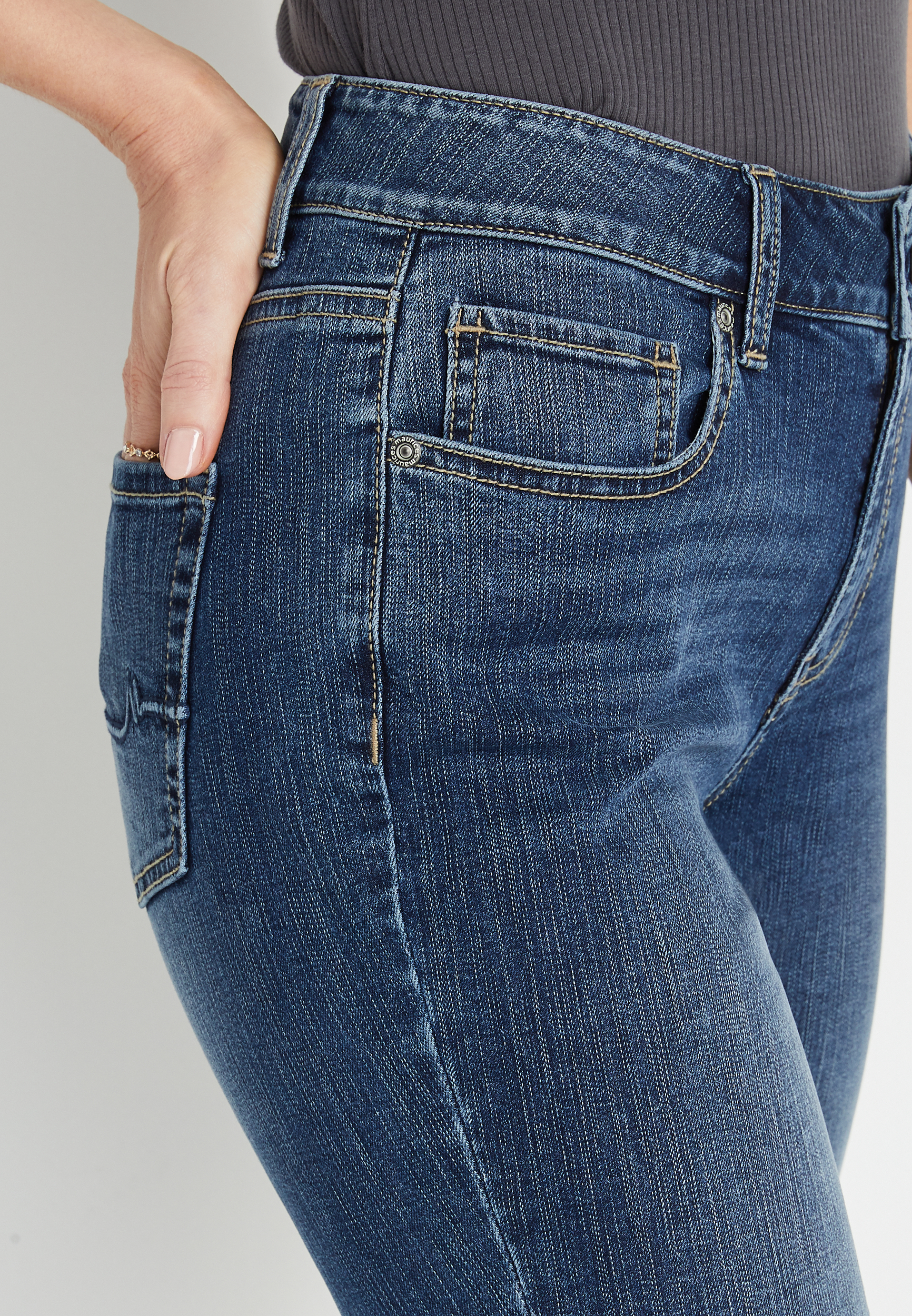 m jeans by maurices&trade; Classic Slim Boot Curvy High Rise Jean, , large
