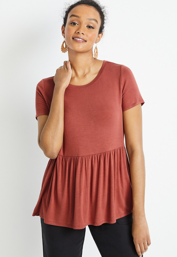 24/7 Solid Babydoll Tee | maurices