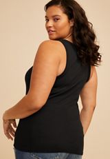 Plus Size 24/7 Highline Solid Fitted Ribbed Tank Top, C106, small
