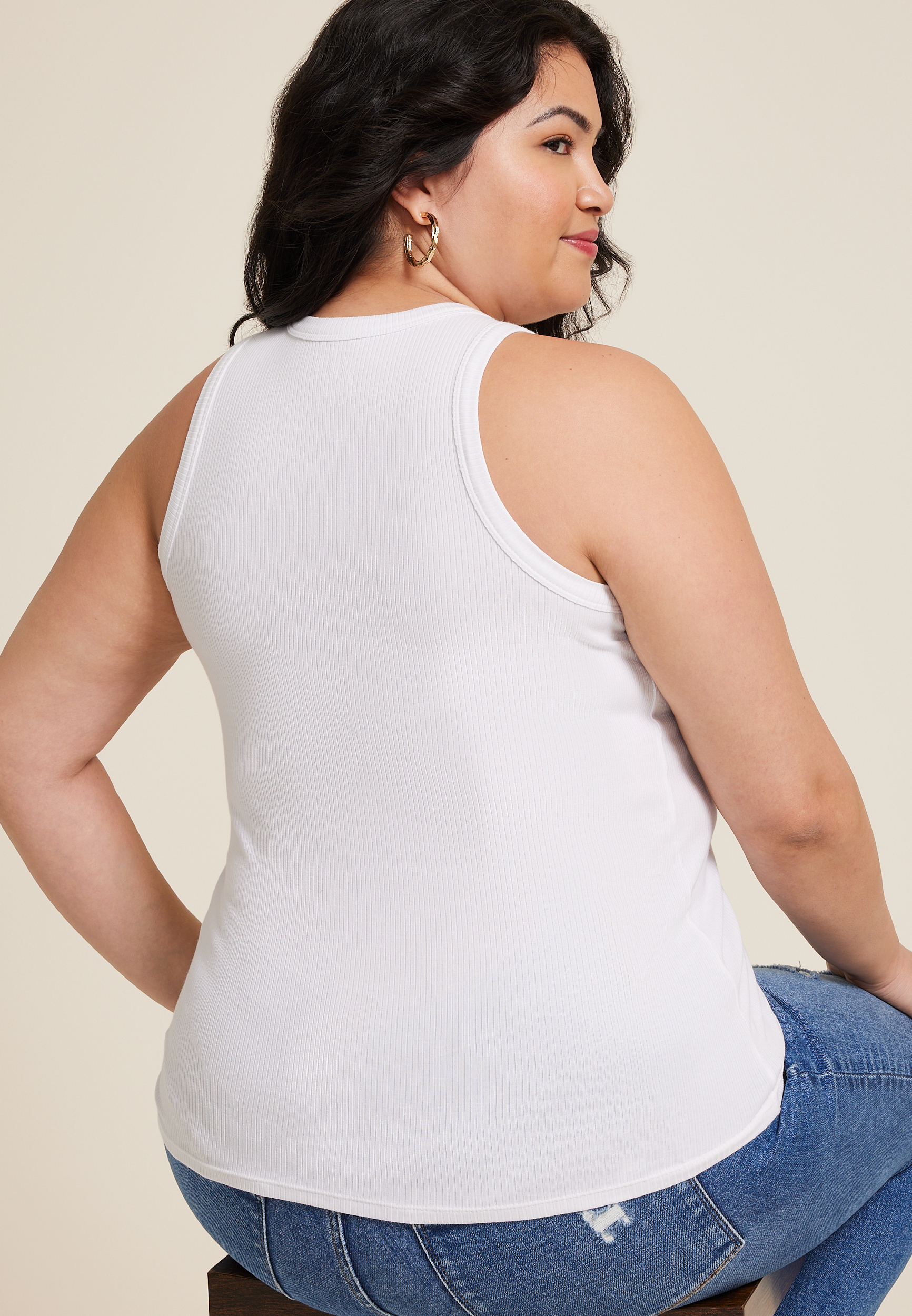 Plus Size 24/7 Highline Solid Fitted Ribbed Tank Top - thumbnail 5