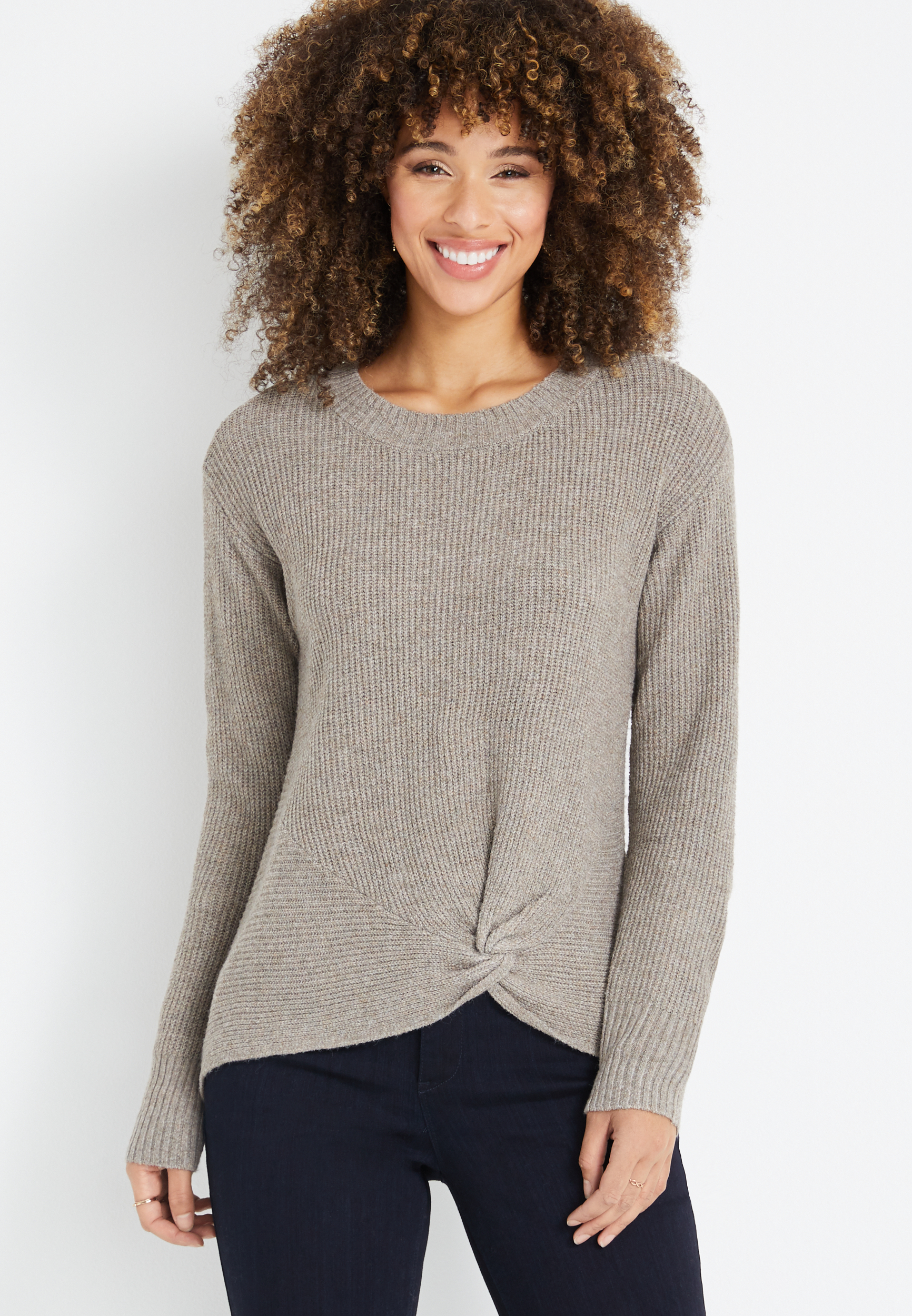 Solid Front Twist Sweater | maurices
