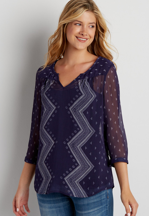 the perfect blouse in ethnic and chevron print | maurices